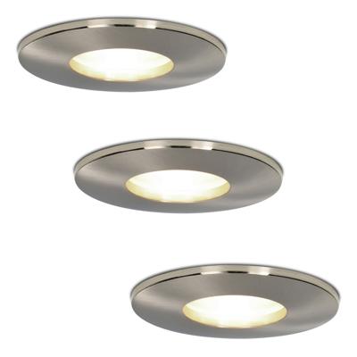 Set van 3 Vegas - LED Inbouwspots - 5 Watt 400 lumen - 4000K Neutraal wit - GU10 - Dimbaar - Rond - IP44 voor badkamer, buiten en binnen - RVS
