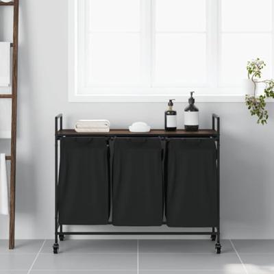 Wasmand 3 vakken met planken bruin eikenkleurig