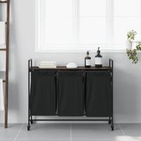 Wasmand 3 vakken met planken bruin eikenkleurig - thumbnail