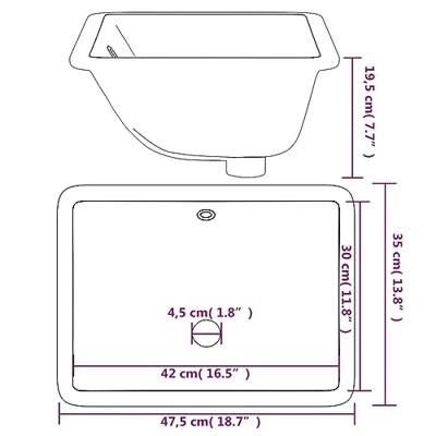 VidaXL Wastafel rechthoekig 47,5x35x19,5 cm keramiek wit