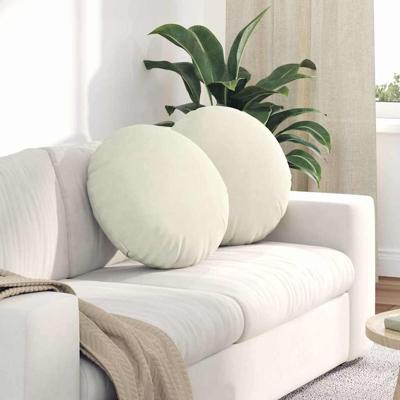 VidaXL Zitkussens 2 stuks crème ø 40 x 13 cm fluweel