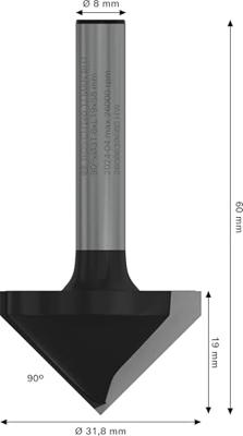 Bosch Accessoires PRO Bovenfreesbit V-groef | 90 x Ø 31,8 | schacht 8 mm - 2608629680 Bosch Accessoires PRO Bovenfreesbit V-groef | 90 x Ø 31,8 | schacht 8 mm - 2608629680