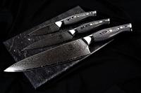 Homizu Shimauma officemes - 9cm - VG-10 damascus mes|G10 - zwart-wit - thumbnail