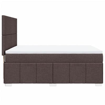 Boxspring met matras stof donkerbruin 140x200 cm - thumbnail