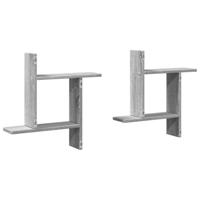 Wandschappen 2 st 50x12x50 cm bewerkt hout grijs sonoma eiken - thumbnail