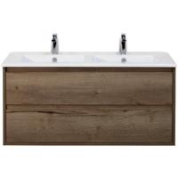 Porto Badmeubelset 120 cm - 2 Laden Tabacco - Keramische Wastafel Wit Slim - thumbnail