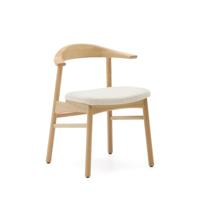 Kave Home Eetkamerstoel 'Timons' Eikenhout en chenille, kleur Naturel - thumbnail