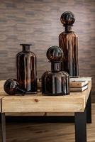 J-Line decoratie fles + stop Spikkel - glas - bruin|zwart - medium - thumbnail