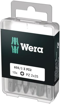 Wera 05072404001 855/1 Z DIY SiS Kruis-bit Aandrijving: 1/4 (6,3 mm) Uitvoering: Kruiskop Pozidriv PZ 2 25 mm
