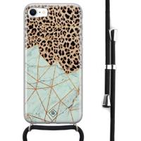 iPhone 8/7 hoesje met koord - Luipaard marmer mint - thumbnail