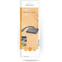 USB Multi-Port Adapter | USB 3.2 Gen 1 | USB-C Male | 2x HDMI | 0.10 m | Rond | Vernikkeld | PVC | Zwart - thumbnail