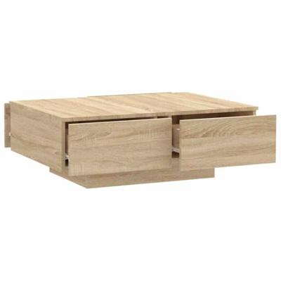 Salontafel 90x60x31 cm bewerkt hout sonoma eikenkleurig Salontafel 90x60x31 cm bewerkt hout sonoma eikenkleurig