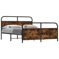 Bedframe zonder matras metaal gerookt eikenkleurig 150x200 cm - thumbnail