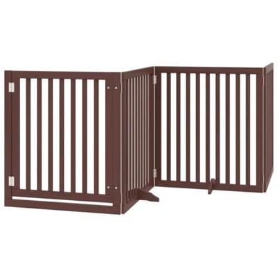 VidaXL Hondenhek inklapbaar 4 panelen 320 cm populierenhout bruin VidaXL Hondenhek inklapbaar 4 panelen 320 cm populierenhout bruin