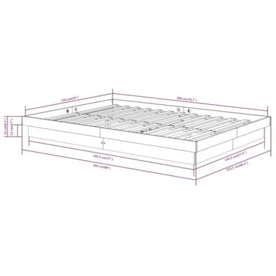Bedframe massief hout wit 150x200 cm