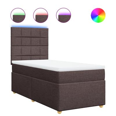 Boxspring met matras stof donkerbruin 200x200 cm - thumbnail