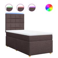 Boxspring met matras stof donkerbruin 180x200 cm - thumbnail