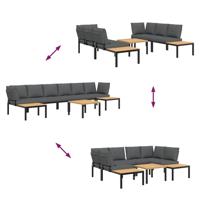 5-delige Loungeset met kussens aluminium zwart - thumbnail