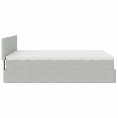 Ottoman bed met matras 140x200cm fluweel lichtgrijs
