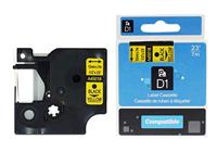 Rillprint compatible D1 tape voor Dymo 45010, 12 mm, zwart op transparant - thumbnail