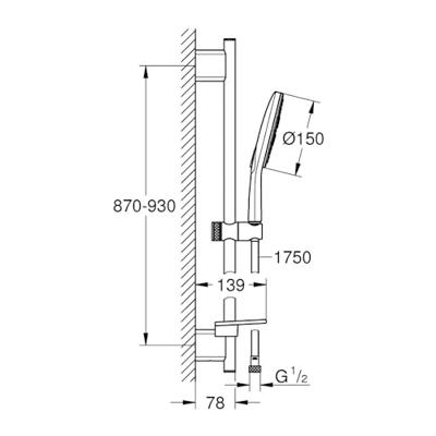 Grohe Rainshower Smartactive 150 Glijstangset Chroom - thumbnail