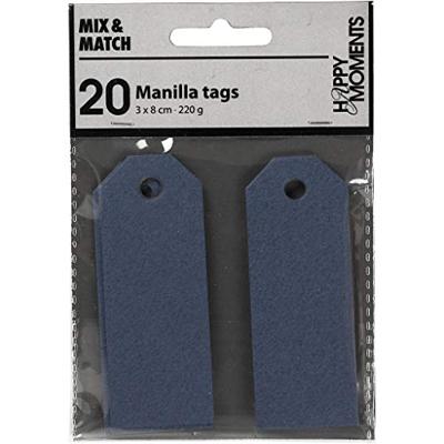 Creativ Company Manilla-labels, afm 3x8 cm, 220 gr, blauw, 20 stuk/ 1 doos - thumbnail