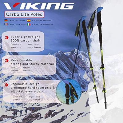 VIKING CARBO LITE TREKKINGSTOKKEN ZWART/LIMOEN