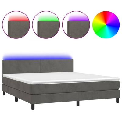 Boxspring met matras en LED fluweel donkergrijs 180x200 cm