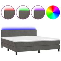 Boxspring met matras en LED fluweel donkergrijs 180x200 cm - thumbnail
