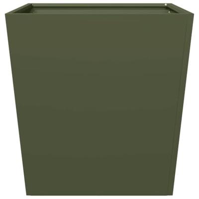 Plantenbakken 2 st 50x50x50 cm staal olijfgroen