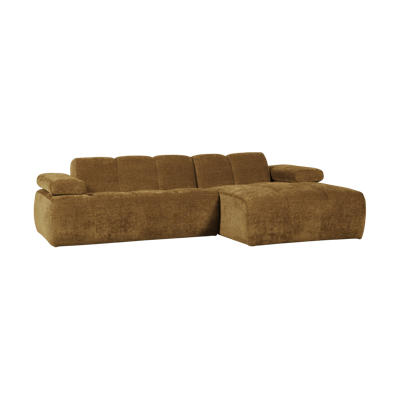 Woood Mojo chaise longue bank rechts Ribstof Honinggeel