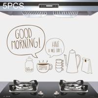5 PC'S zoete koffie patroon huishoudelijke keuken zelfklevende hoge temperatuur weerstand oliebestendig muur stickers grootte: 60x90cm - thumbnail