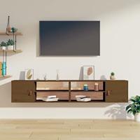 Wandkasten 2 st 80x30x30 cm massief grenenhout honingbruin - thumbnail