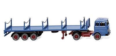 Wiking 055406 H0 Vrachtwagen Mercedes Benz Trekker-rongenopleggercombinatie azuurblauw