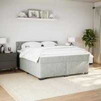 Boxspring met matras fluweel lichtgrijs 200x200 cm - thumbnail