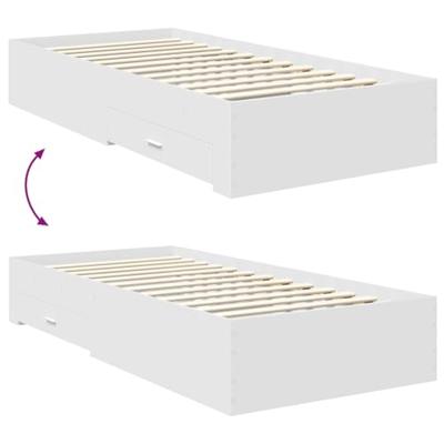 Bedframe met hoofdeinde met lade Wit 90 x 200 cm Bewerkt hout