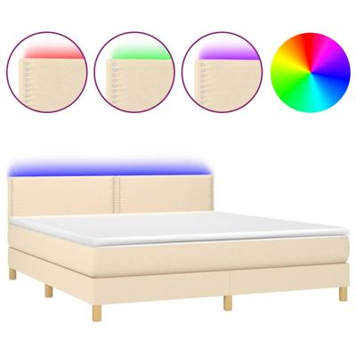 Boxspring met matras en LED stof crèmekleurig 180x200 cm