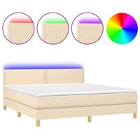 Boxspring met matras en LED stof crèmekleurig 180x200 cm - thumbnail