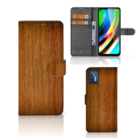 Motorola Moto G9 Plus | Book Style Case | Donker Hout | Portemonnee hoesje - thumbnail