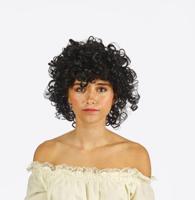 Pruik Zwarte Korte Krullen Veerle - thumbnail