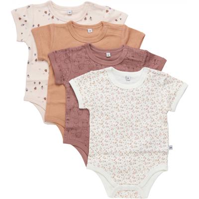 rompers meisjes katoen wit/roestbruin/oranje 4 stuks maat 86