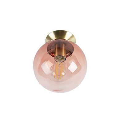 QAZQA Art deco plafondlamp messing met roze glas - Pallon