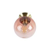 QAZQA Art deco plafondlamp messing met roze glas - Pallon - thumbnail