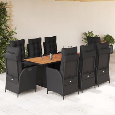 9-delige Tuinset poly rattan zwart