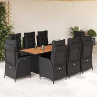 9-delige Tuinset poly rattan zwart - thumbnail