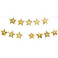 Letter Banner Happy New Year Gouden Sterren - thumbnail