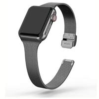 By Qubix - Milanese slim fit bandje - Zwart - Compatible met Apple Watch 38mm / 40mm / 41mm / 42mm - Compatible Apple watch bandjes - thumbnail