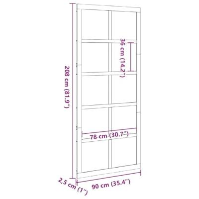 Schuifdeur Wasbruin 90 x 210 cm Massief grenenhout