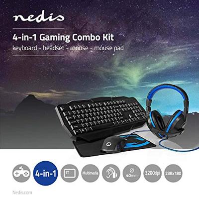 Nedis Gaming Combo Kit | 4-in-1 | QWERTY | Italiaans | 1 stuks - GCK41100BKIT GCK41100BKIT