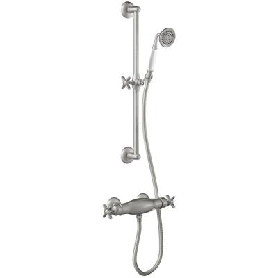 Douchekraan Tres Clasic | Opbouw | Thermostaatkraan | 1-weg | hoh 15 cm | 2-knops | Vintage | Rvs look